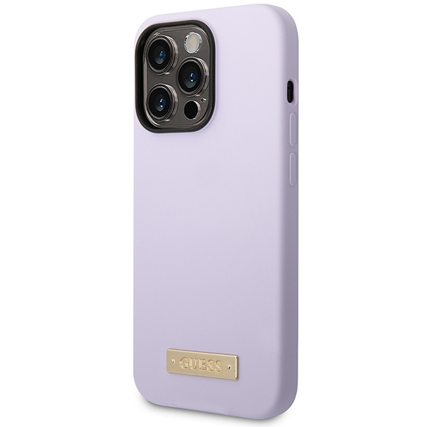 Kryt Guess GUHMP14LSBPLU Apple iPhone 14 Pro purple hard case Silicone Logo Plate MagSafe