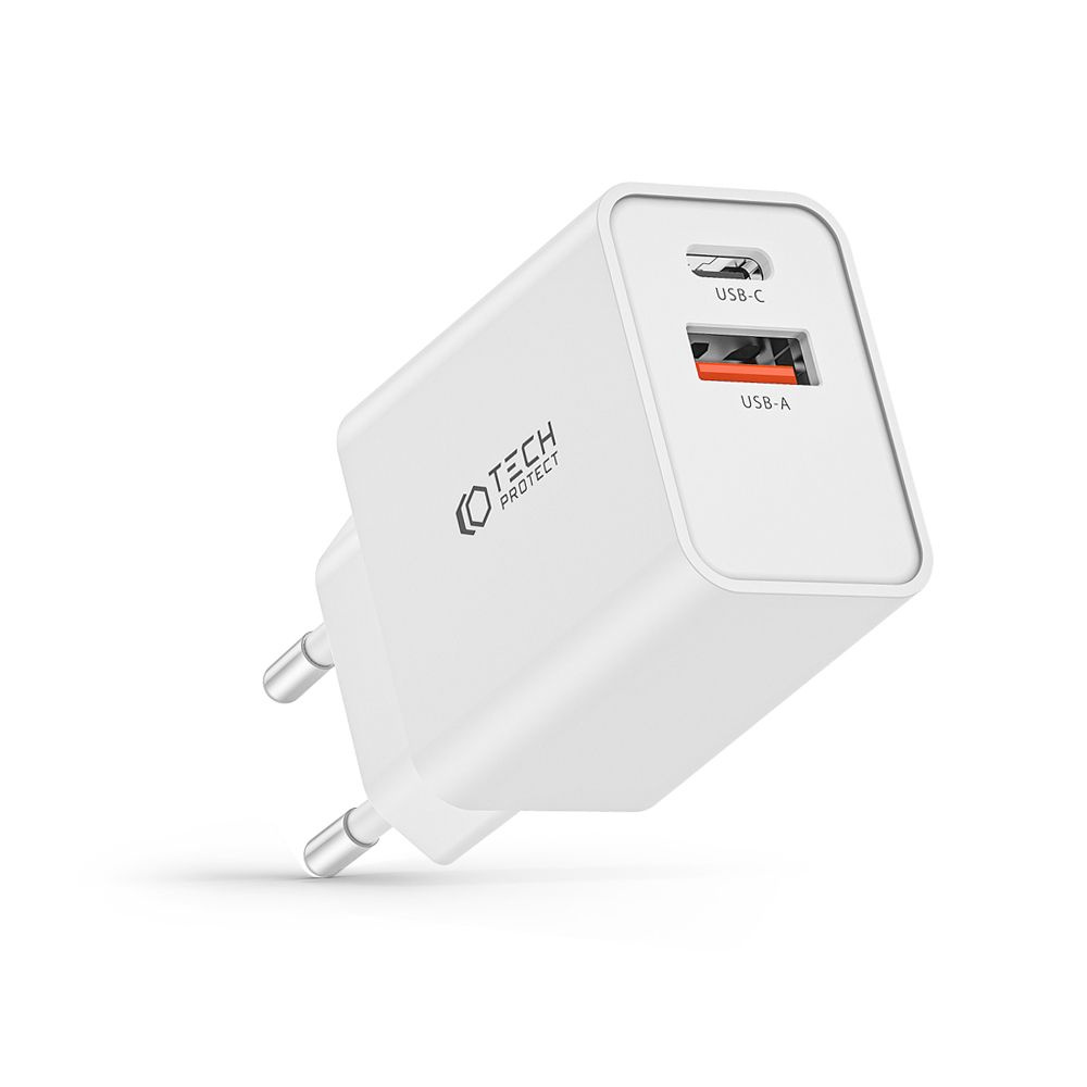Síťová nabíječka Tech-Protect NC30W 2-port Network Charger PD 30W QC 3.0 White
