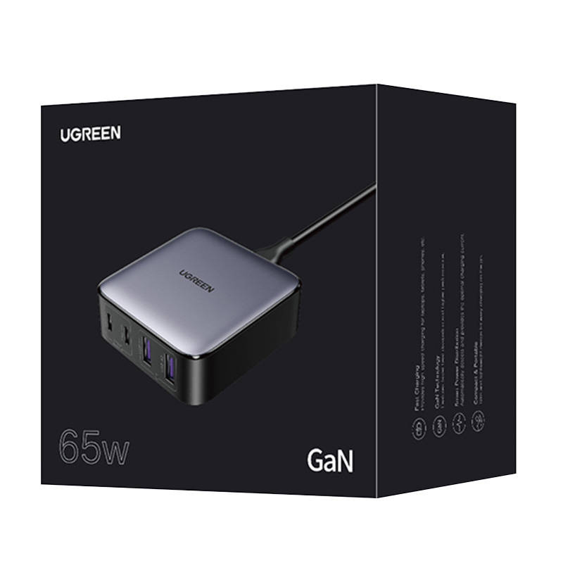 Síťová nabíječka UGREEN CD327  Nexode, 2x USB-C, 2x USB-A, GaN, 65W (gray)