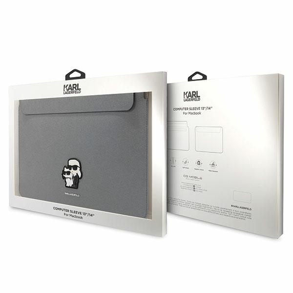 Kryt Karl Lagerfeld Sleeve KLCS14SAKCPMG 14 inch silver Saffiano Karl&Choupette