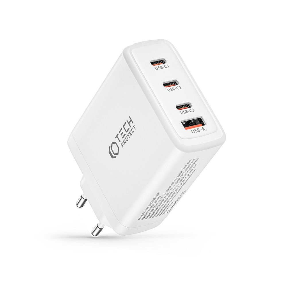Síťová nabíječka Tech-Protect NC100W-GaN 4-port Network Charger PD 100W QC 3.0 White