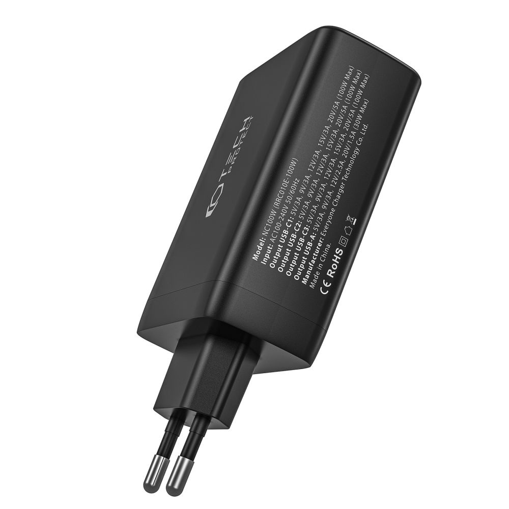 Síťová nabíječka Tech-Protect NC100W-GaN 4-port Network Charger PD 100W QC 3.0 Black