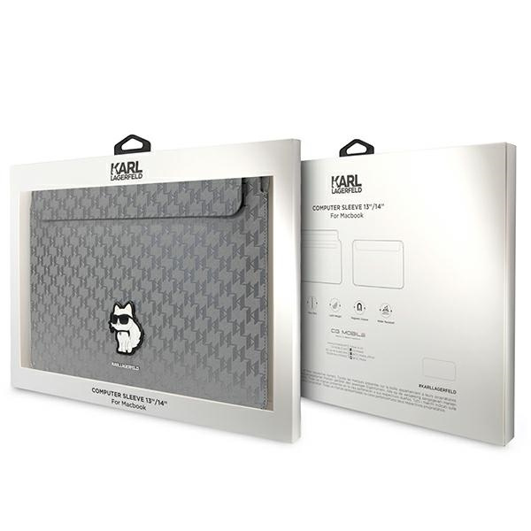 Kryt Karl Lagerfeld Sleeve KLCS14SAKHPCG 14 inch silver Saffiano Monogram Choupette
