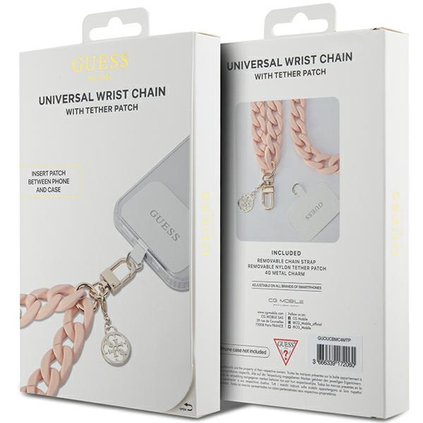 Šňůrka Guess GUOUCBMC4MP Universal Big Hand Strap pink Acrylic 4G Charm