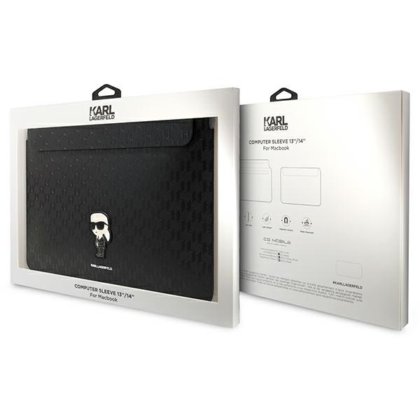 Kryt Karl Lagerfeld Sleeve KLCS14SAKHPKK 14 inch black Saffiano Monogram Ikonik