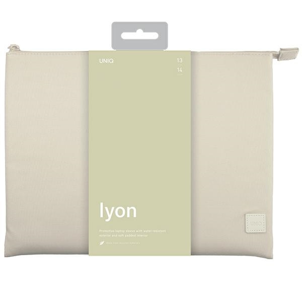 Kryt UNIQ Lyon laptop Sleeve 14 inch Waterproof RPET seasalt light beige