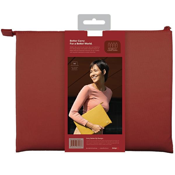 Kryt UNIQ Lyon laptop Sleeve 14 inch Waterproof RPET brick red