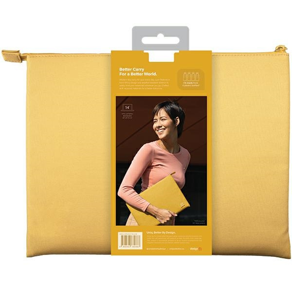 Kryt UNIQ Lyon laptop Sleeve 14 inch Waterproof RPET canary yellow
