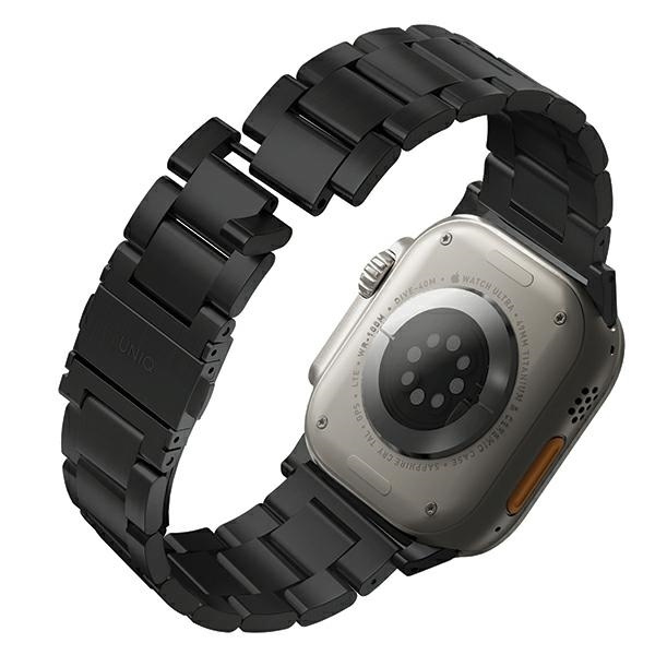 Kryt UNIQ Osta strap Apple Watch 4/5/6/7/SE/8/9/Ultra 44/45/49mm Stainless Steel black/midnight black