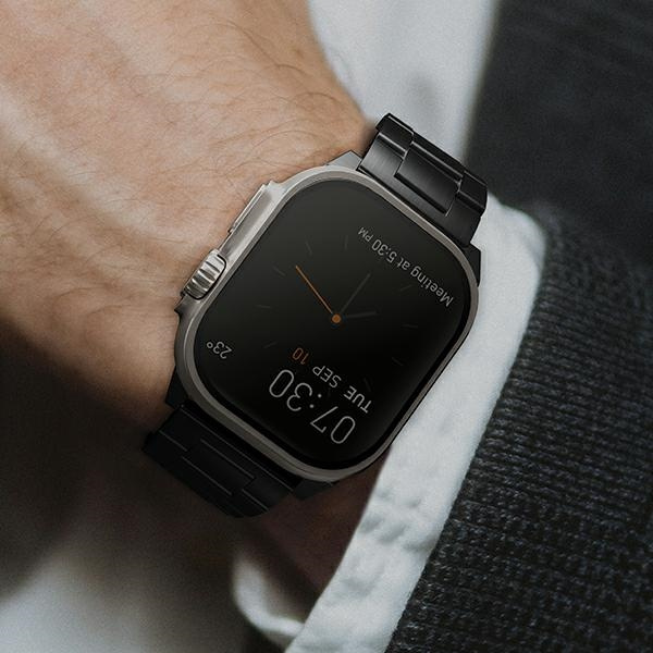 Kryt UNIQ Osta strap Apple Watch 4/5/6/7/SE/8/9/Ultra 44/45/49mm Stainless Steel black/midnight black