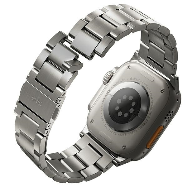 Kryt UNIQ Osta strap Apple Watch 4/5/6/7/SE/8/9/Ultra 44/45/49mm Stainless Steel silver/titanium silver