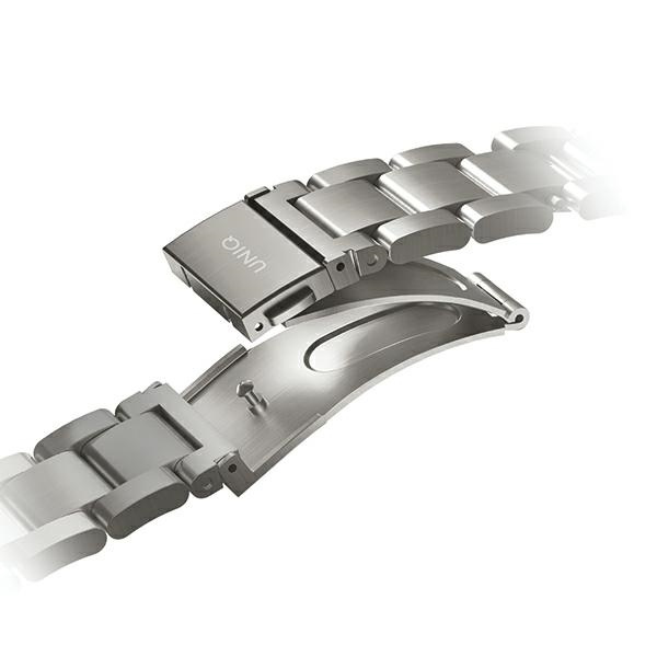 Kryt UNIQ Osta strap Apple Watch 4/5/6/7/SE/8/9/Ultra 44/45/49mm Stainless Steel silver/titanium silver