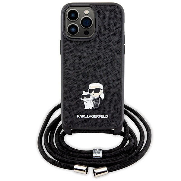 Kryt Karl Lagerfeld KLHCP14XSAKCPSK Apple iPhone 14 Pro Max hardcase Crossbody Saffiano Metal Pin black