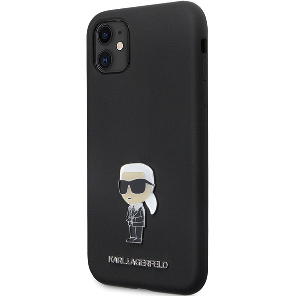 Kryt Karl Lagerfeld KLHCN61SMHKNPK iPhone 11/XR Silicone Ikonik Metal Pin black