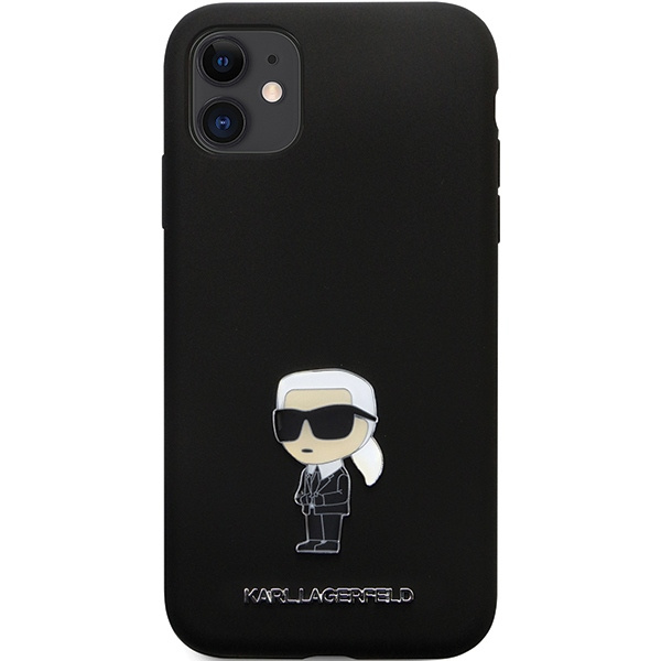 Kryt Karl Lagerfeld KLHCN61SMHKNPK iPhone 11/XR Silicone Ikonik Metal Pin black