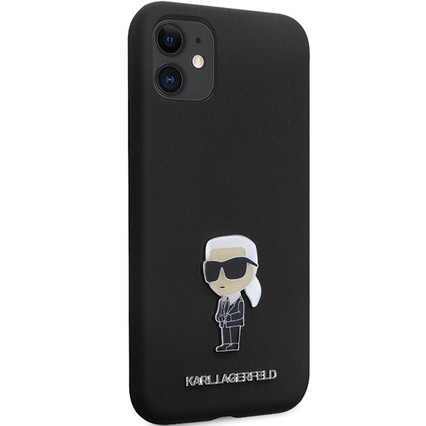Kryt Karl Lagerfeld KLHCN61SMHKNPK iPhone 11/XR Silicone Ikonik Metal Pin black