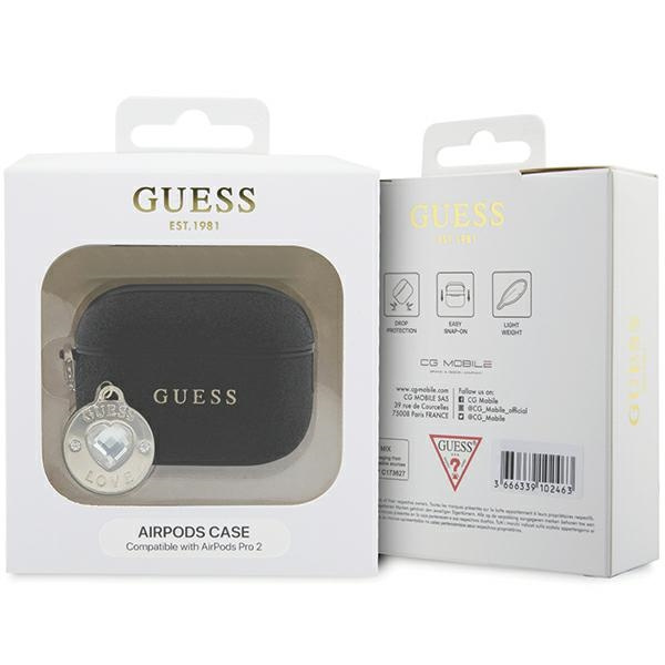 Kryt Guess GUAP2PGEHCDK AirPods Pro 2 cover Fixed Glitter Heart Diamond Charm black