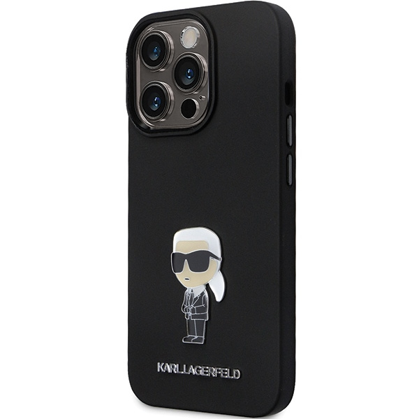 Kryt Karl Lagerfeld KLHCP14LSMHKNPK iPhone 14 Pro Silicone Ikonik Metal Pin black