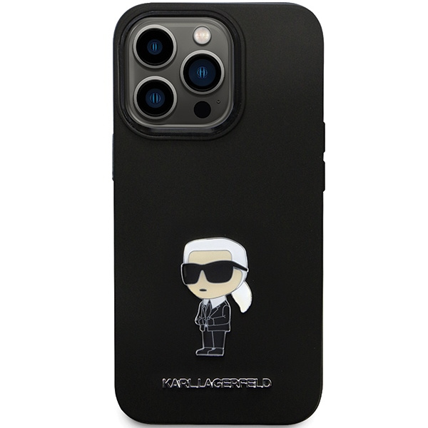 Kryt Karl Lagerfeld KLHCP14LSMHKNPK iPhone 14 Pro Silicone Ikonik Metal Pin black