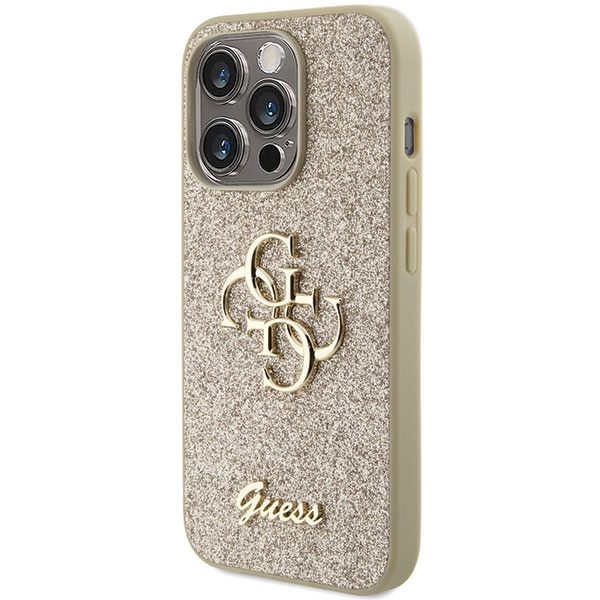 Kryt Guess GUHCP15LHG4SGD Apple iPhone 15 Pro hardcase Glitter Script Big 4G gold