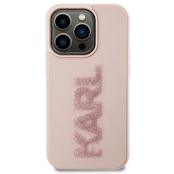 Kryt Karl Lagerfeld KLHCP15L3DMBKCP Apple iPhone 15 Pro hardcase 3D Rubber Glitter Logo pink