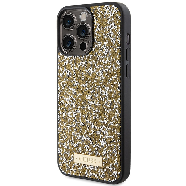 Kryt Guess GUHCP15LPFGSBSD Apple iPhone 15 Pro hardcase Rhinestone Metal Logo yellow