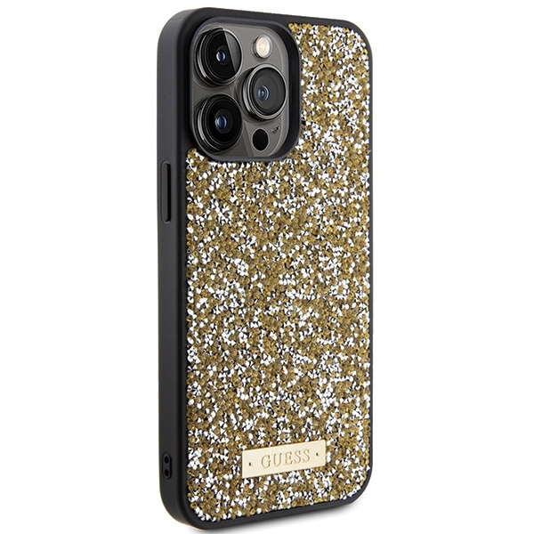 Kryt Guess GUHCP15LPFGSBSD Apple iPhone 15 Pro hardcase Rhinestone Metal Logo yellow