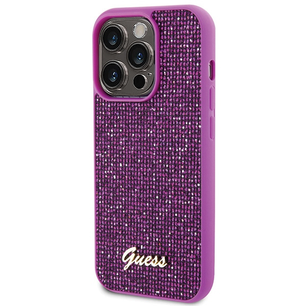 Kryt Guess GUHCP15LPMSDGSF Apple iPhone 15 Pro hardcase Disco Metal Script fuschia