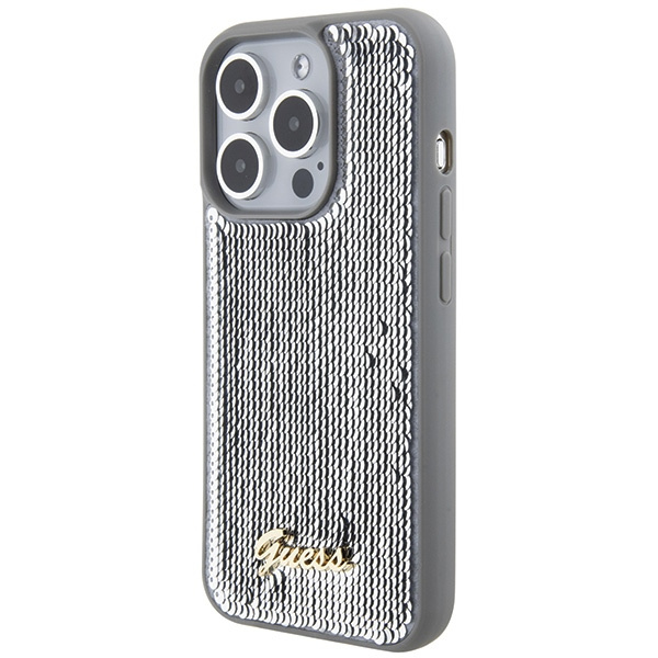 Kryt Guess GUHCP15LPSFDGSS Apple iPhone 15 Pro hardcase Sequin Script Metal silver