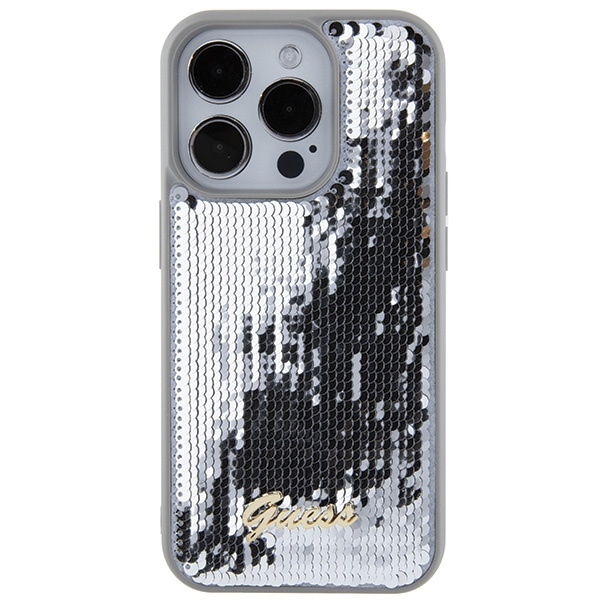 Kryt Guess GUHCP15LPSFDGSS Apple iPhone 15 Pro hardcase Sequin Script Metal silver