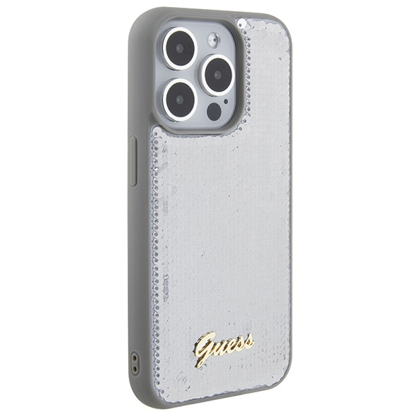 Kryt Guess GUHCP15LPSFDGSS Apple iPhone 15 Pro hardcase Sequin Script Metal silver