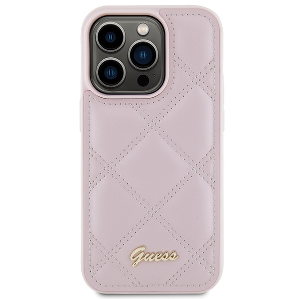 Kryt Guess GUHCP15LPSQSQSP Apple iPhone 15 Pro hardcase Quilted Metal Logo pink