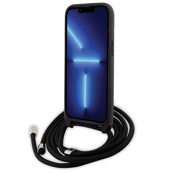 Kryt Karl Lagerfeld KLHCP15SSASKNPSK Apple iPhone 15 hardcase Crossbody Saffiano Monogram Metal Pin Karl & Choupette black