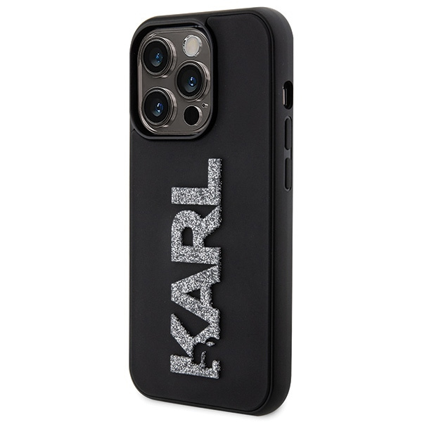 Kryt Karl Lagerfeld KLHCP15X3DMBKCK Apple iPhone 15 Pro Max hardcase 3D Rubber Glitter Logo black