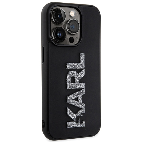 Kryt Karl Lagerfeld KLHCP15X3DMBKCK Apple iPhone 15 Pro Max hardcase 3D Rubber Glitter Logo black