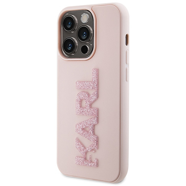 Kryt Karl Lagerfeld KLHCP15X3DMBKCP Apple iPhone 15 Pro Max hardcase 3D Rubber Glitter Logo pink