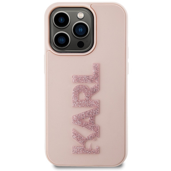 Kryt Karl Lagerfeld KLHCP15X3DMBKCP Apple iPhone 15 Pro Max hardcase 3D Rubber Glitter Logo pink