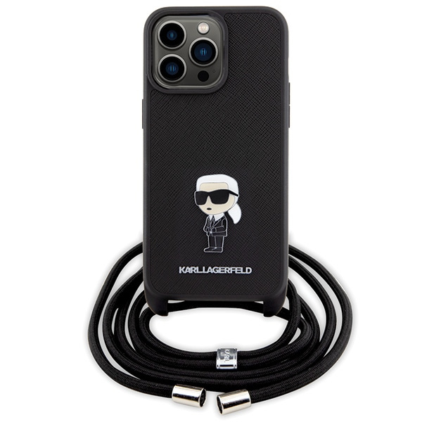 Kryt Karl Lagerfeld KLHCP15XSASKNPSK Apple iPhone 15 Pro Max hardcase Crossbody Saffiano Monogram black