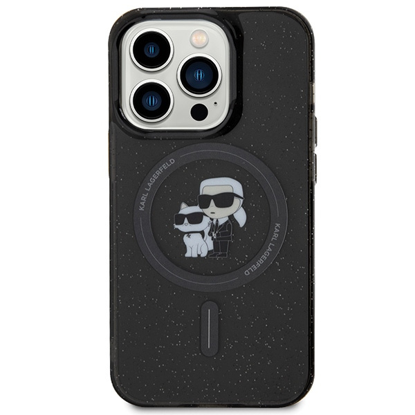 Kryt Karl Lagerfeld KLHMP15LHGKCNOK Apple iPhone 15 Pro hardcase Karl&Choupette Glitter MagSafe black