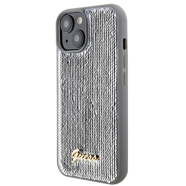 Kryt Guess GUHCP15SPSFDGSS Apple iPhone 15 hardcase Sequin Script Metal silver