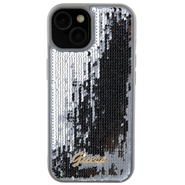 Kryt Guess GUHCP15SPSFDGSS Apple iPhone 15 hardcase Sequin Script Metal silver