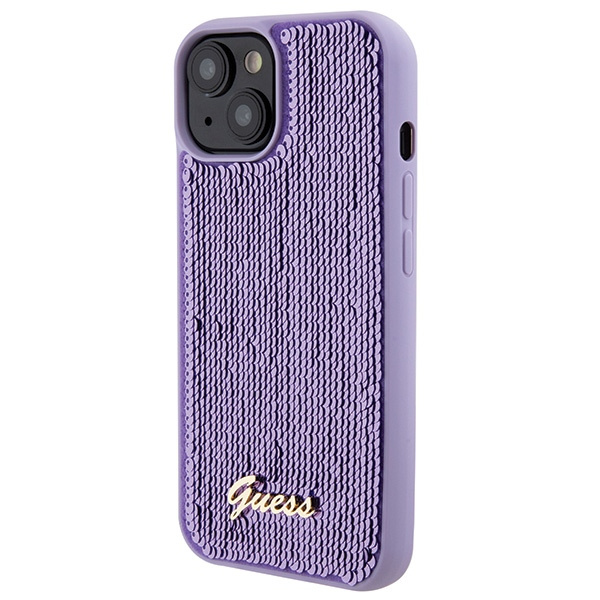 Kryt Guess GUHCP15SPSFDGSU Apple iPhone 15 hardcase Sequin Script Metal purple