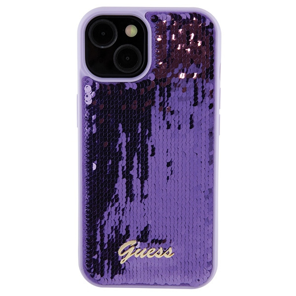 Kryt Guess GUHCP15SPSFDGSU Apple iPhone 15 hardcase Sequin Script Metal purple