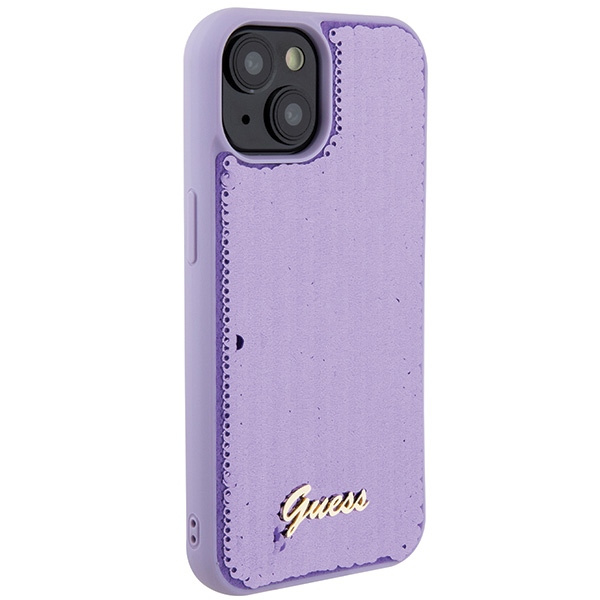 Kryt Guess GUHCP15SPSFDGSU Apple iPhone 15 hardcase Sequin Script Metal purple