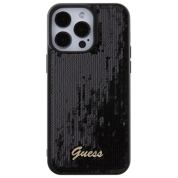 Kryt Guess GUHCP15XPSFDGSK Apple iPhone 15 Pro Max hardcase Sequin Script Metal black