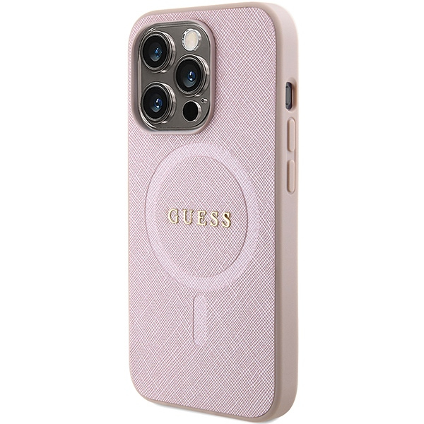 Kryt Guess GUHMP15LPSAHMCP Apple iPhone 15 Pro hardcase Saffiano MagSafe pink