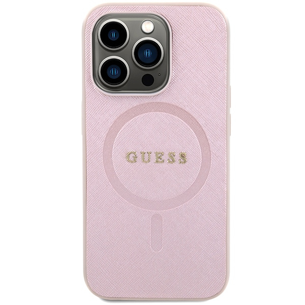 Kryt Guess GUHMP15LPSAHMCP Apple iPhone 15 Pro hardcase Saffiano MagSafe pink
