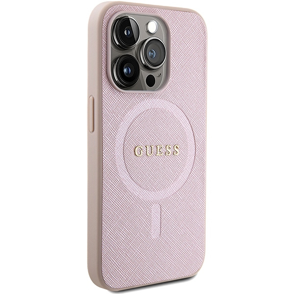 Kryt Guess GUHMP15LPSAHMCP Apple iPhone 15 Pro hardcase Saffiano MagSafe pink
