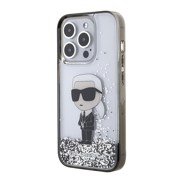Kryt Karl Lagerfeld KLHCP15LLKKNSK Apple iPhone 15 Pro hardcase Liquid Glitter Ikonik transparent
