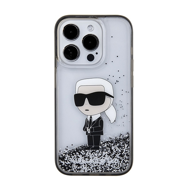 Kryt Karl Lagerfeld KLHCP15LLKKNSK Apple iPhone 15 Pro hardcase Liquid Glitter Ikonik transparent